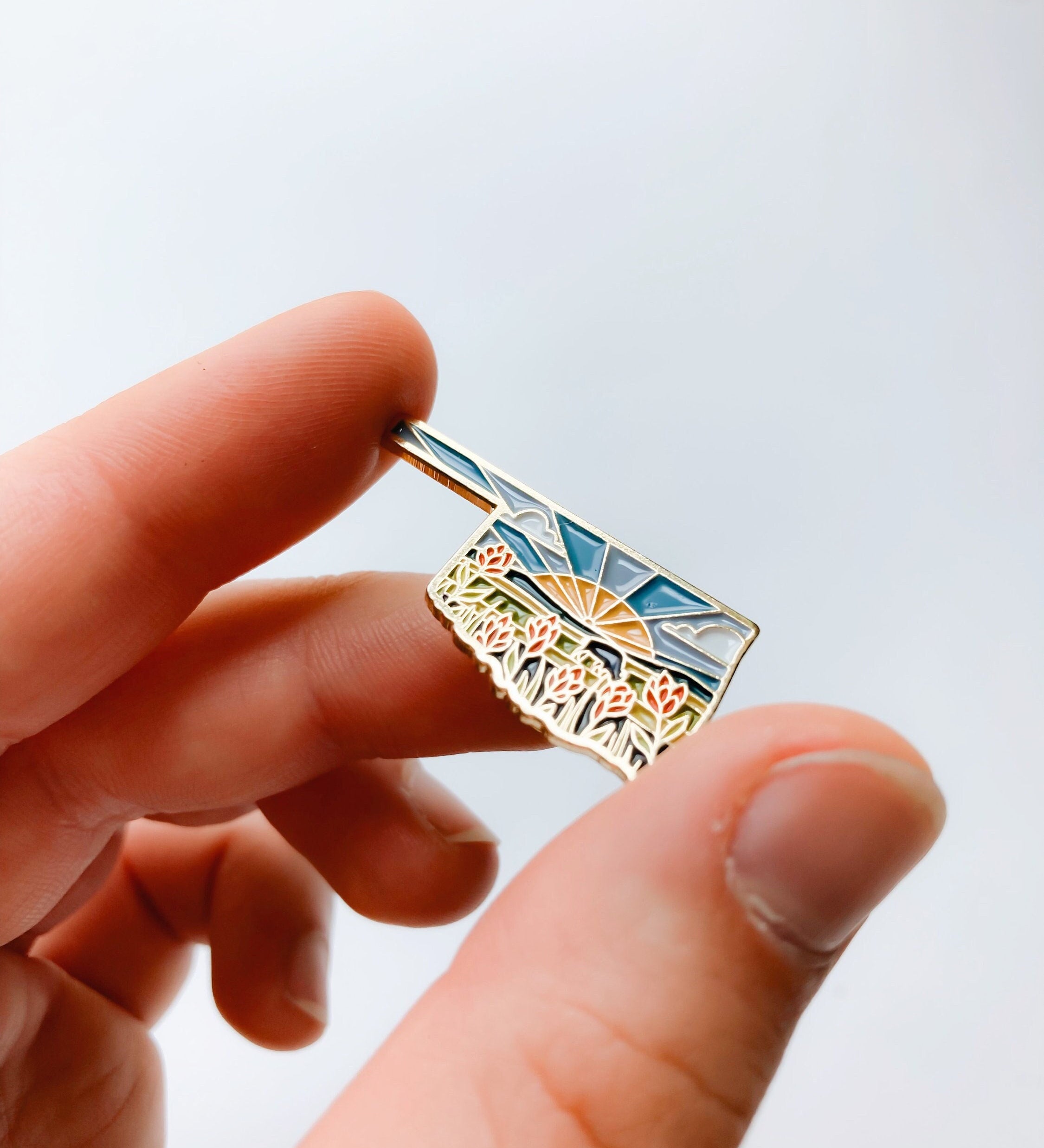Oklahoma Enamel Pin | Gold Soft Enamel Pin | Illustrated United State Pin | Butterfly Clasp | 1.25"