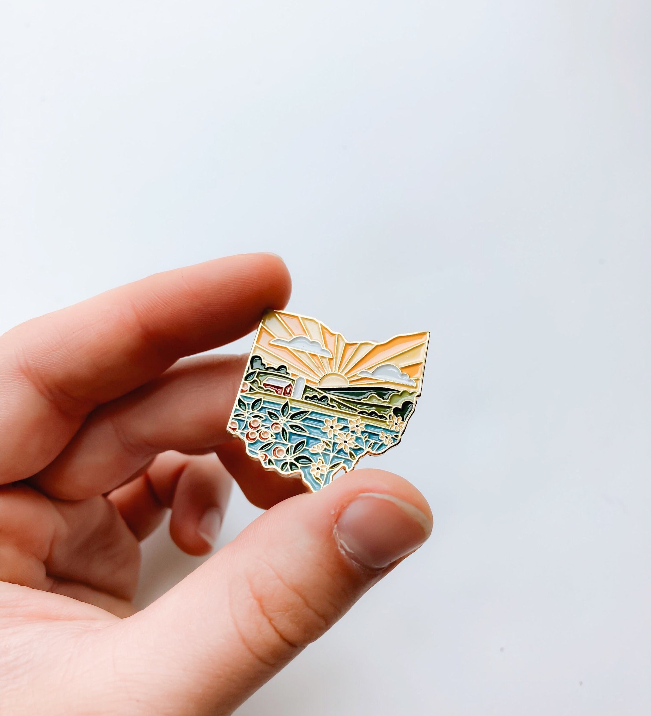 Ohio Enamel Pin | Gold Soft Enamel Pin | Illustrated United State Pin | Butterfly Clasp | 1.25"