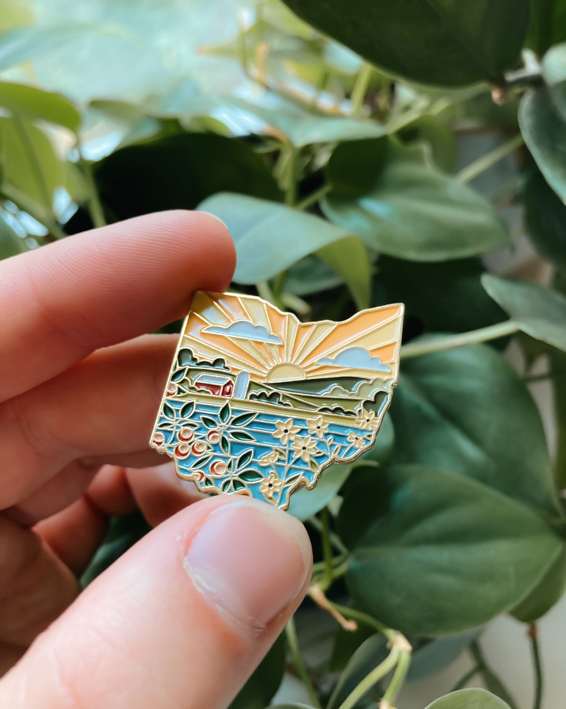 Ohio Enamel Pin | Gold Soft Enamel Pin | Illustrated United State Pin | Butterfly Clasp | 1.25"