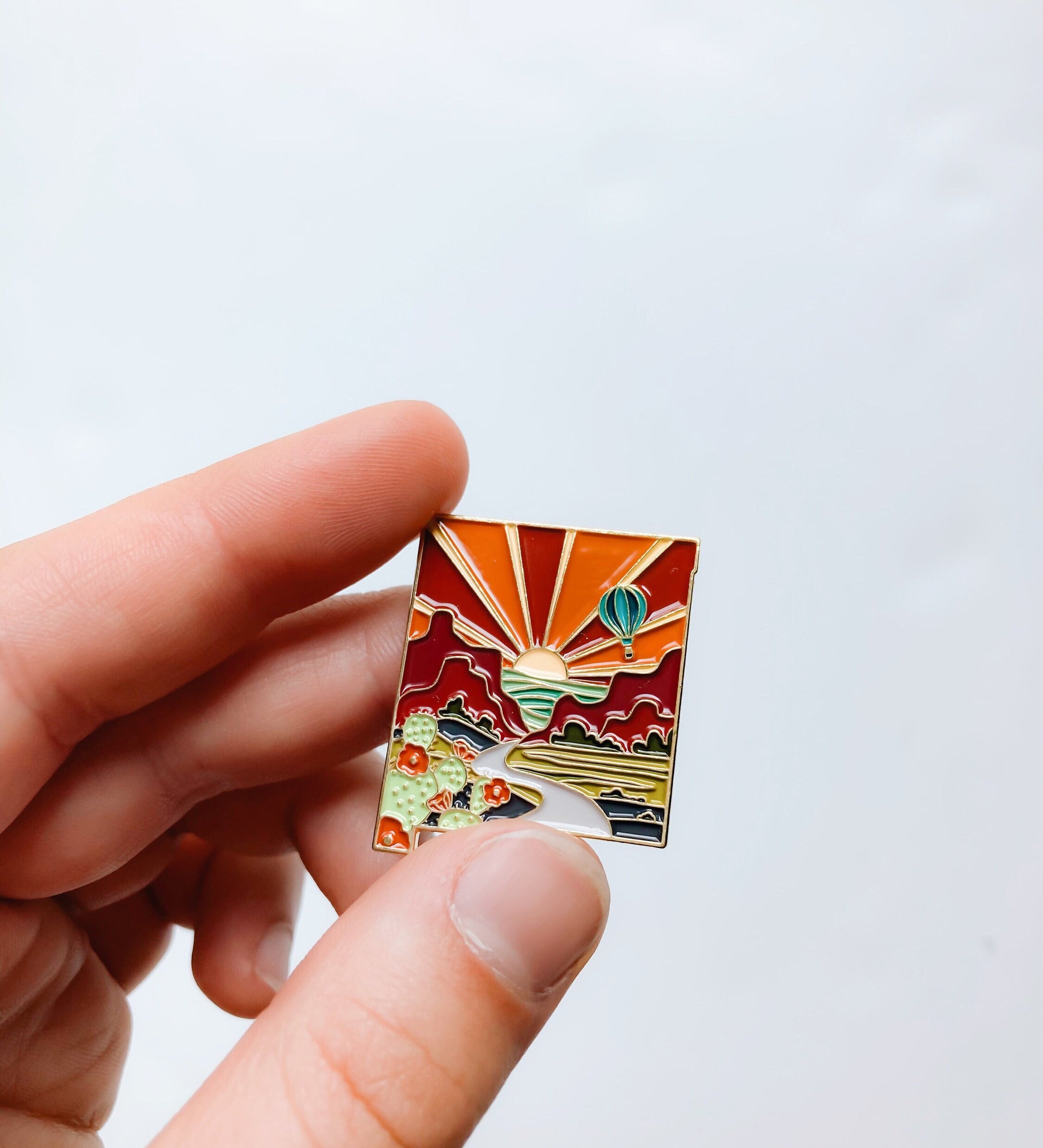 New Mexico Enamel Pin | Gold Soft Enamel Pin | Illustrated United State Pin | Butterfly Clasp | 1.25"