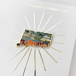 Gold Connecticut Enamel Pin | Connecticut Outline Pin | Illustrated State Pin | Butterfly Clasp | 1"