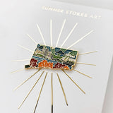 Gold Connecticut Enamel Pin | Connecticut Outline Pin | Illustrated State Pin | Butterfly Clasp | 1"