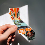 California Poppy State Sticker | Weatherproof Vinyl Decal | California Outline | Illustrated States | Outdoor Sticker | Bumper Sticker | 4"