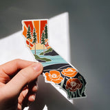 California Poppy State Sticker | Weatherproof Vinyl Decal | California Outline | Illustrated States | Outdoor Sticker | Bumper Sticker | 4"