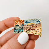 Gold South Dakota Enamel Pin | South Dakota Outline Pin | Illustrated State Pin | Butterfly Clasp | 1"