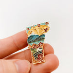 Gold Vermont Enamel Pin | Vermont Outline Pin | Illustrated State Pin | Butterfly Clasp | 1"