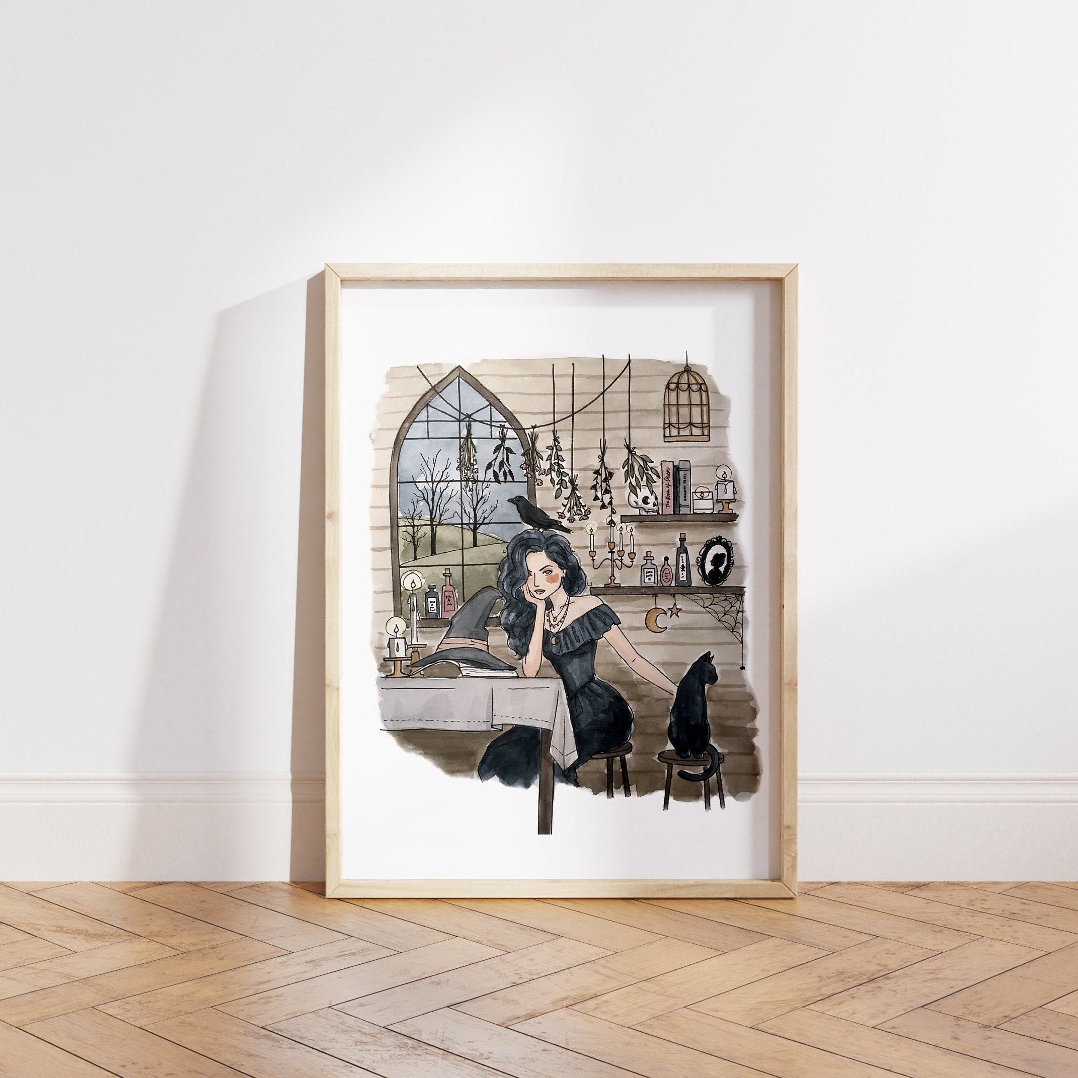 Witch Print | Watercolor Illustration | Wall Art | 8x10" 5x7" Archival Art Print