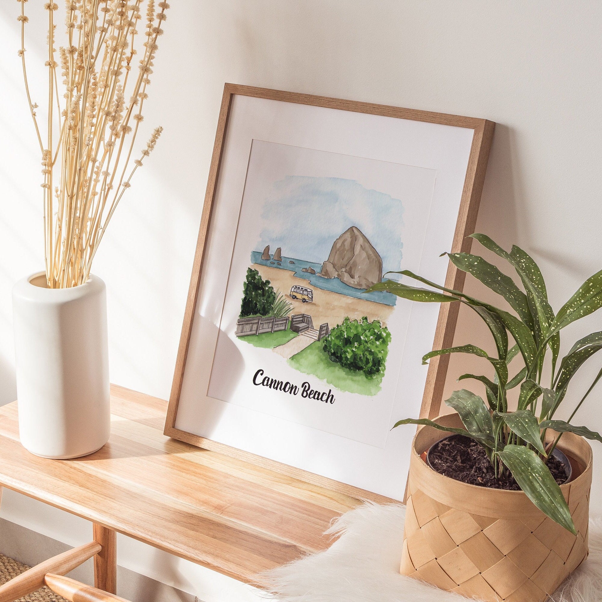 Cannon Beach Print | Watercolor Illustration Art Print | Oregon Coast Painting