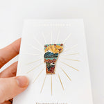 Gold Vermont Enamel Pin | Vermont Outline Pin | Illustrated State Pin | Butterfly Clasp | 1"