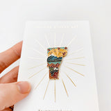 Gold Vermont Enamel Pin | Vermont Outline Pin | Illustrated State Pin | Butterfly Clasp | 1"