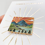 Gold Wyoming Enamel Pin | Wyoming Outline Pin | Illustrated State Pin | Butterfly Clasp | 1"