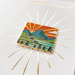 Gold Wyoming Enamel Pin | Wyoming Outline Pin | Illustrated State Pin | Butterfly Clasp | 1"