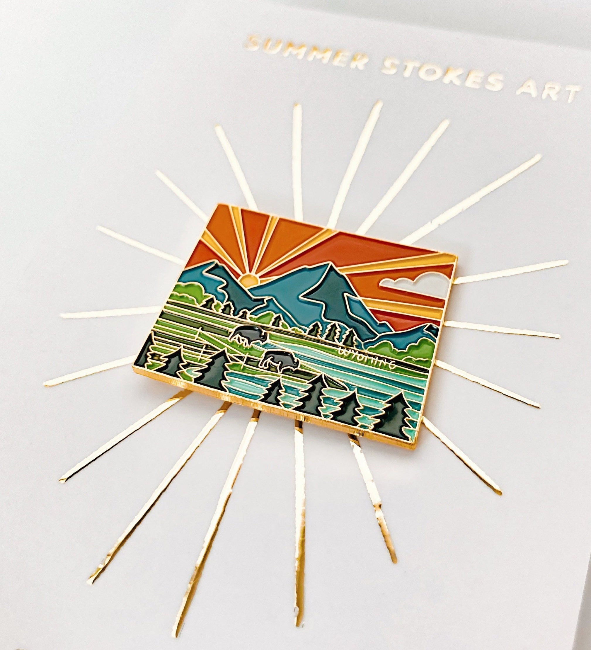 Gold Wyoming Enamel Pin | Wyoming Outline Pin | Illustrated State Pin | Butterfly Clasp | 1"