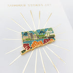 Gold Connecticut Enamel Pin | Connecticut Outline Pin | Illustrated State Pin | Butterfly Clasp | 1"