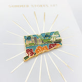 Gold Connecticut Enamel Pin | Connecticut Outline Pin | Illustrated State Pin | Butterfly Clasp | 1"