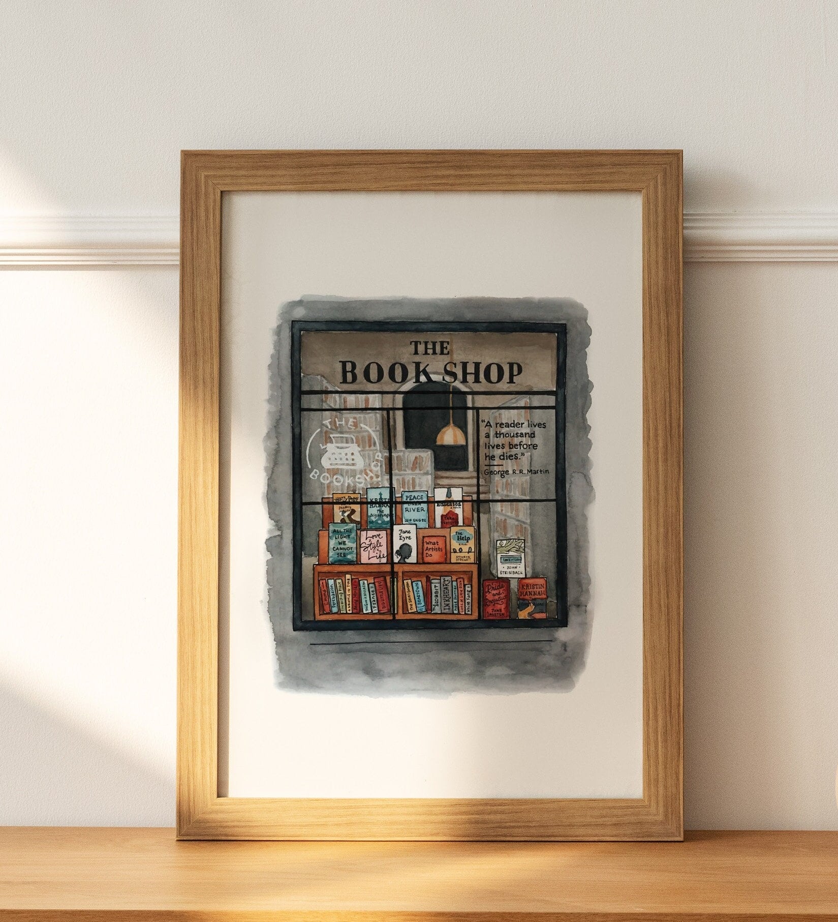 Bookshop Print | Watercolor Illustration | Wall Art | 8x10" 5x7" Archival Art Print | Book Lover Gift