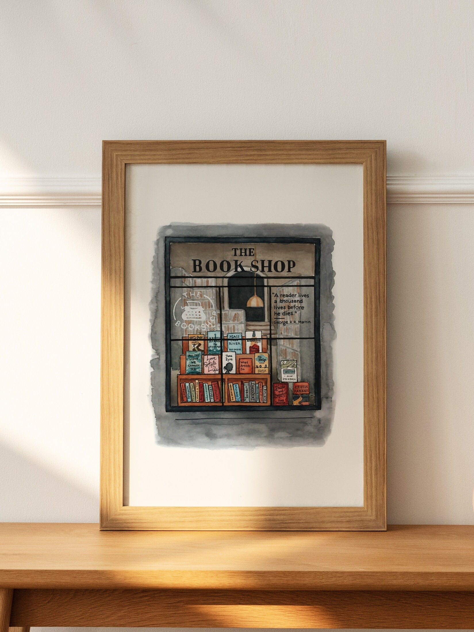Bookshop Print | Watercolor Illustration | Wall Art | 8x10" 5x7" Archival Art Print | Book Lover Gift