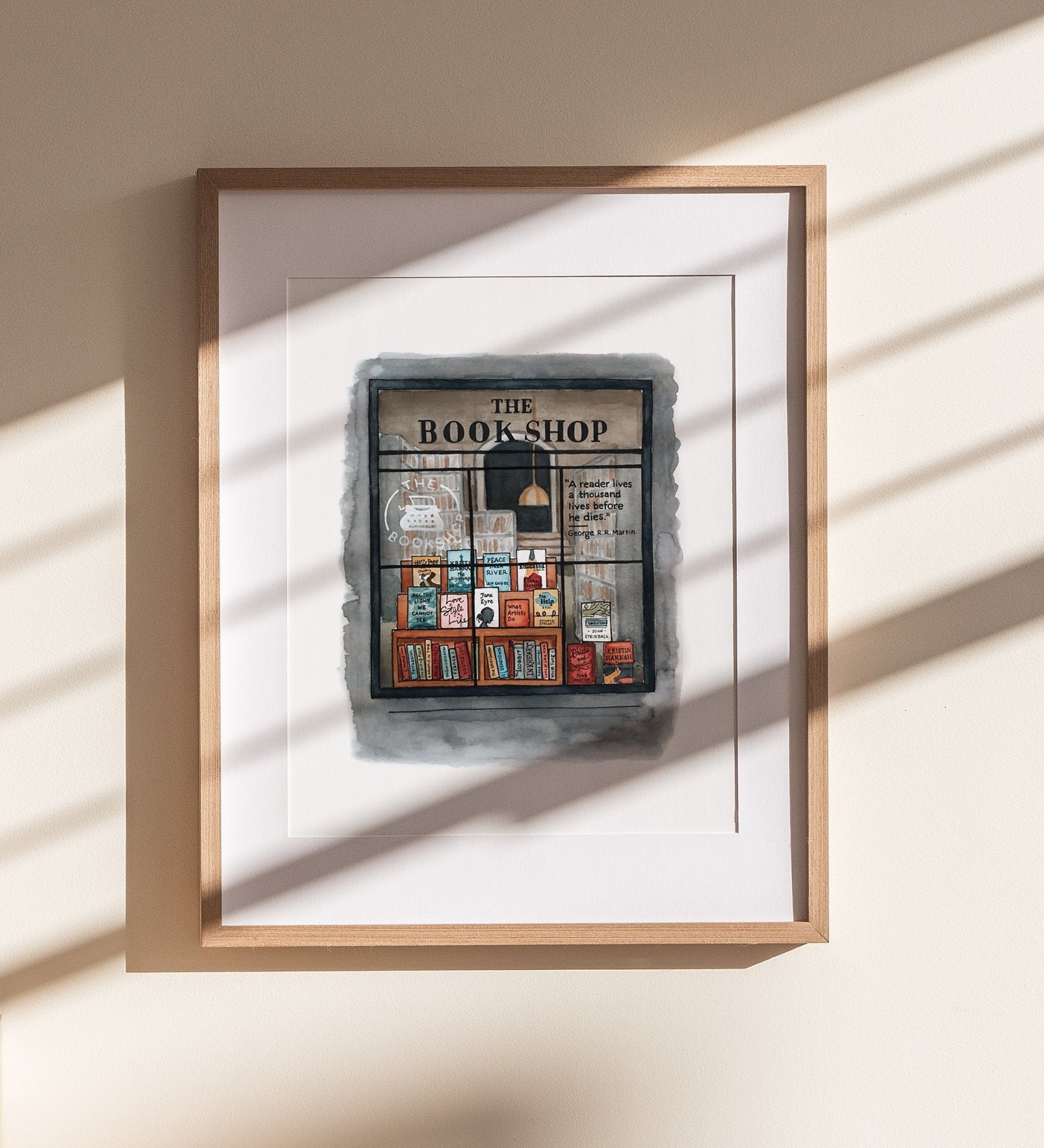 Bookshop Print | Watercolor Illustration | Wall Art | 8x10" 5x7" Archival Art Print | Book Lover Gift