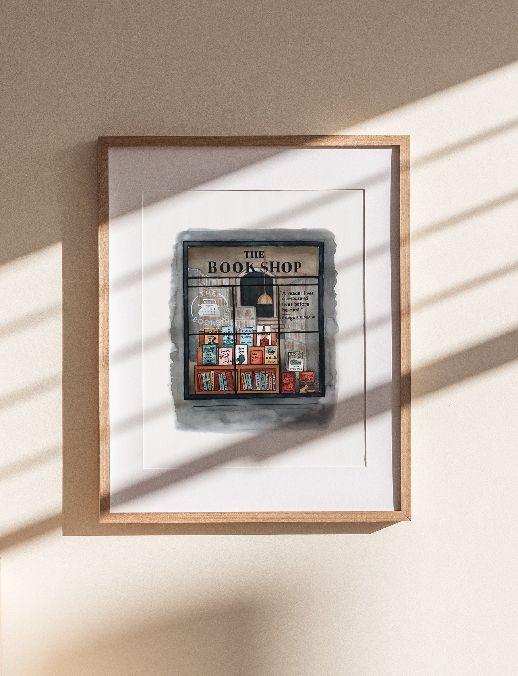 Bookshop Print | Watercolor Illustration | Wall Art | 8x10" 5x7" Archival Art Print | Book Lover Gift