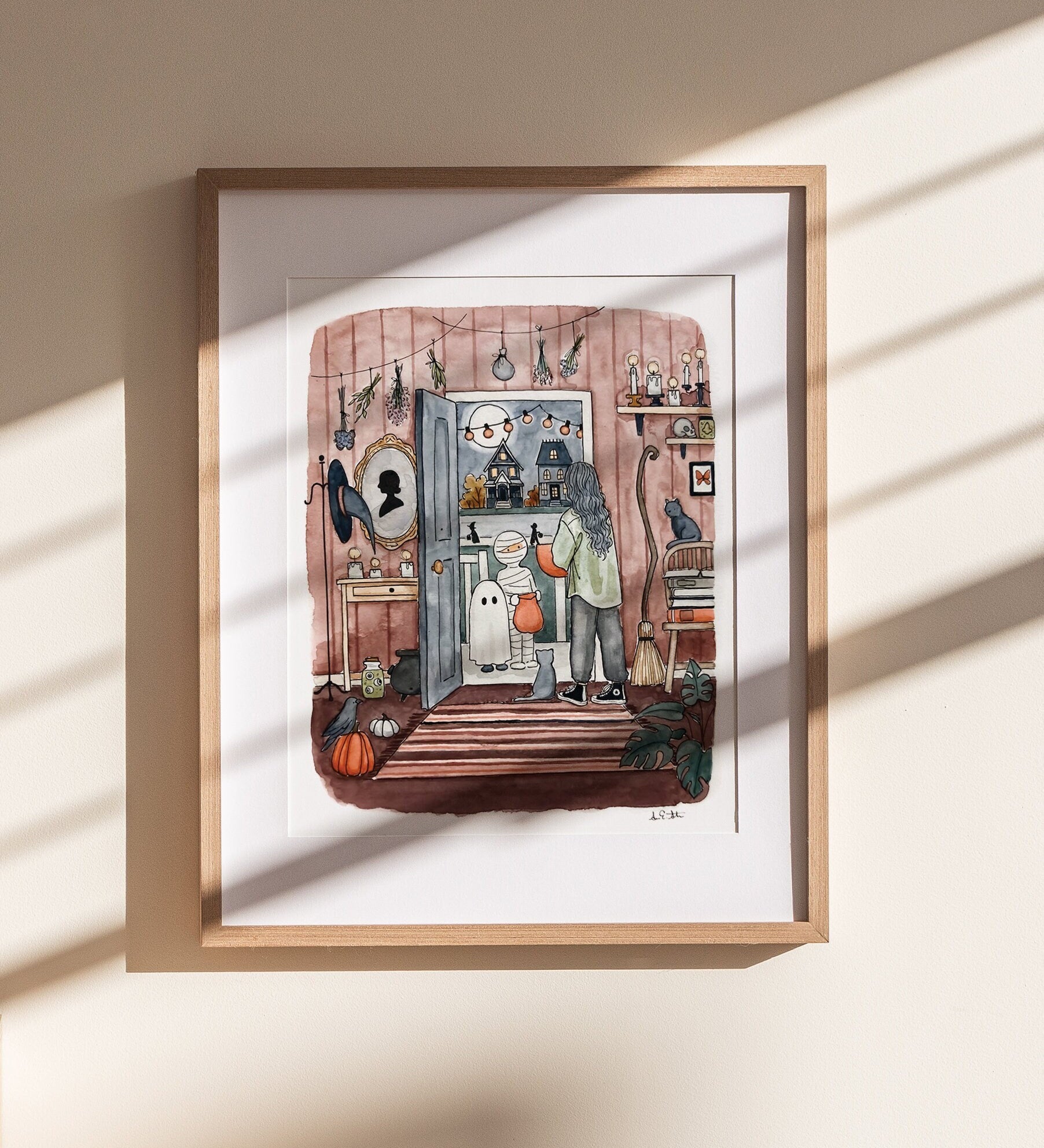 Witch Print | Halloween Print | Watercolor Illustration | Wall Art | 8x10" 5x7" Archival Art Print