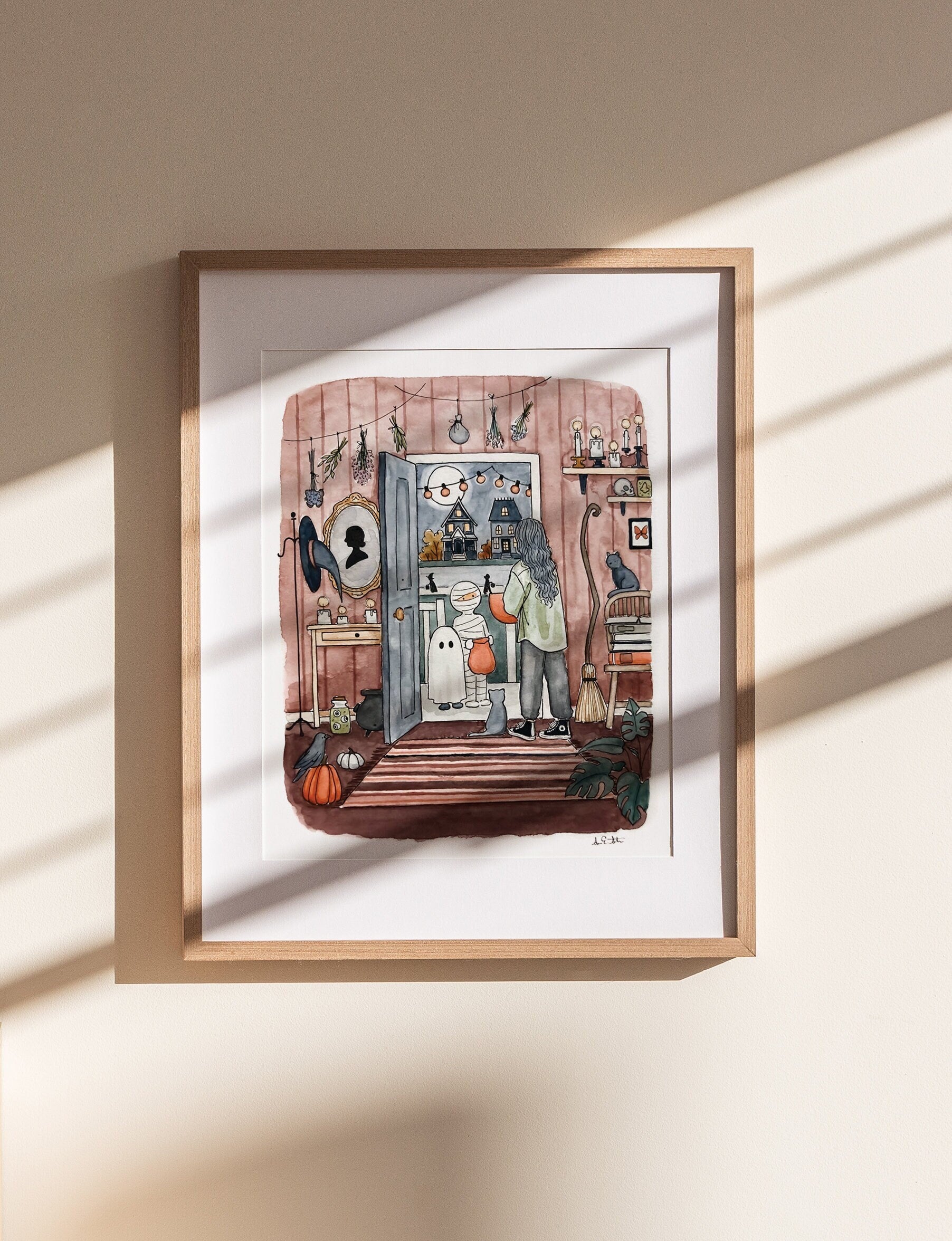 Witch Print | Halloween Print | Watercolor Illustration | Wall Art | 8x10" 5x7" Archival Art Print