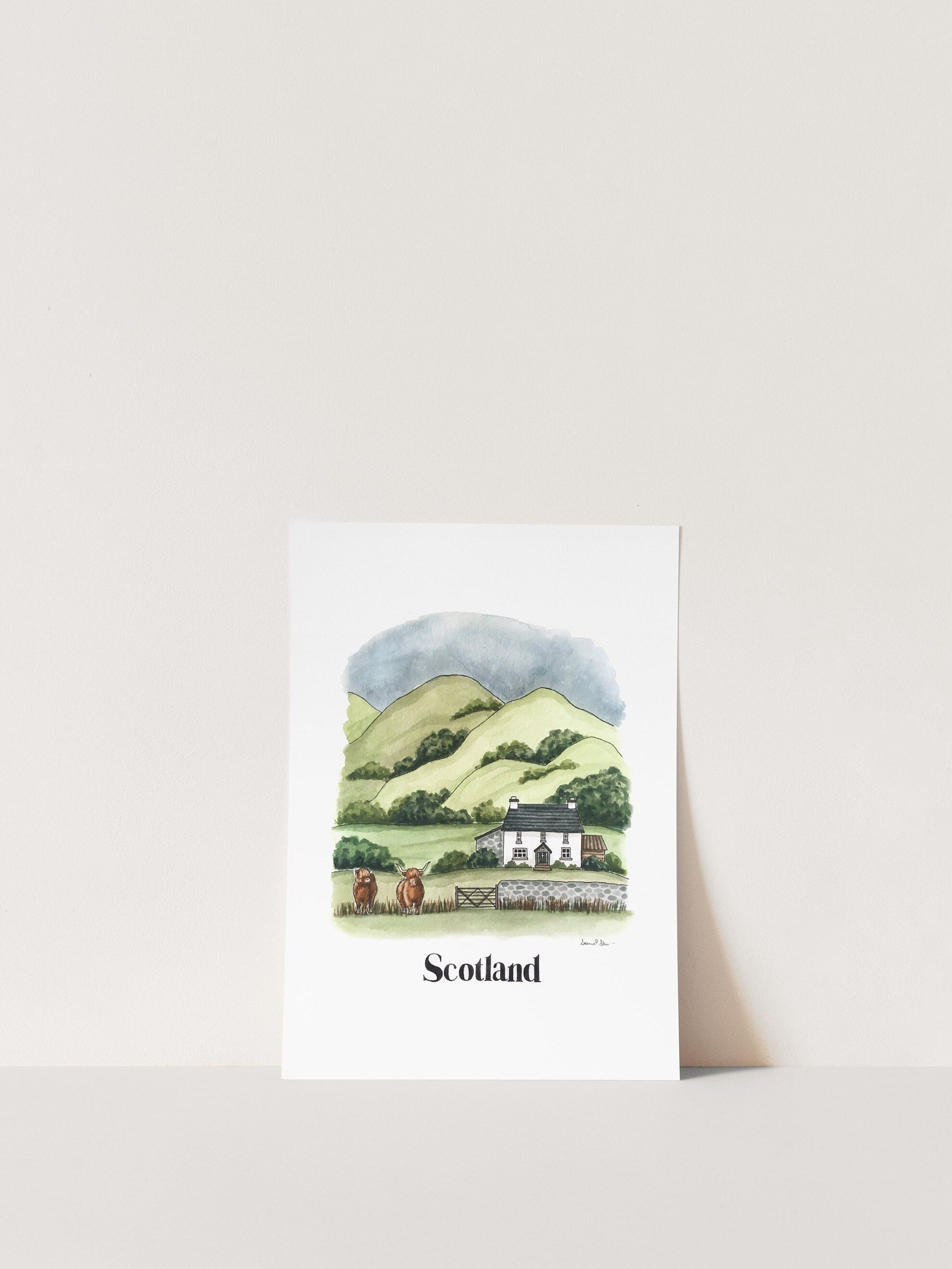 Scotland Print | Watercolor Illustration | Wall Art | 8x10" 5x7" Archival Art Print