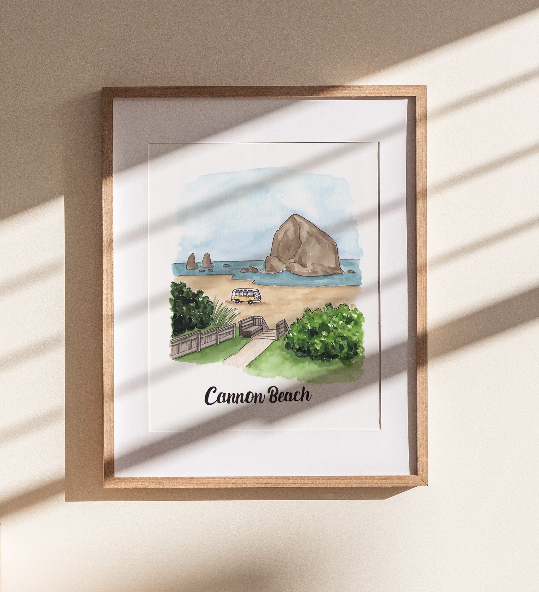 Cannon Beach Print | Watercolor Illustration Art Print | Oregon Coast Painting