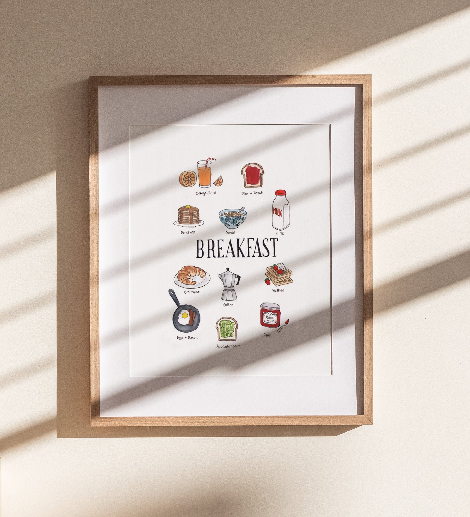 Breakfast Print | Watercolor Illustration Art Print | Food Art | Breakfast Painting | Kitchen Decor