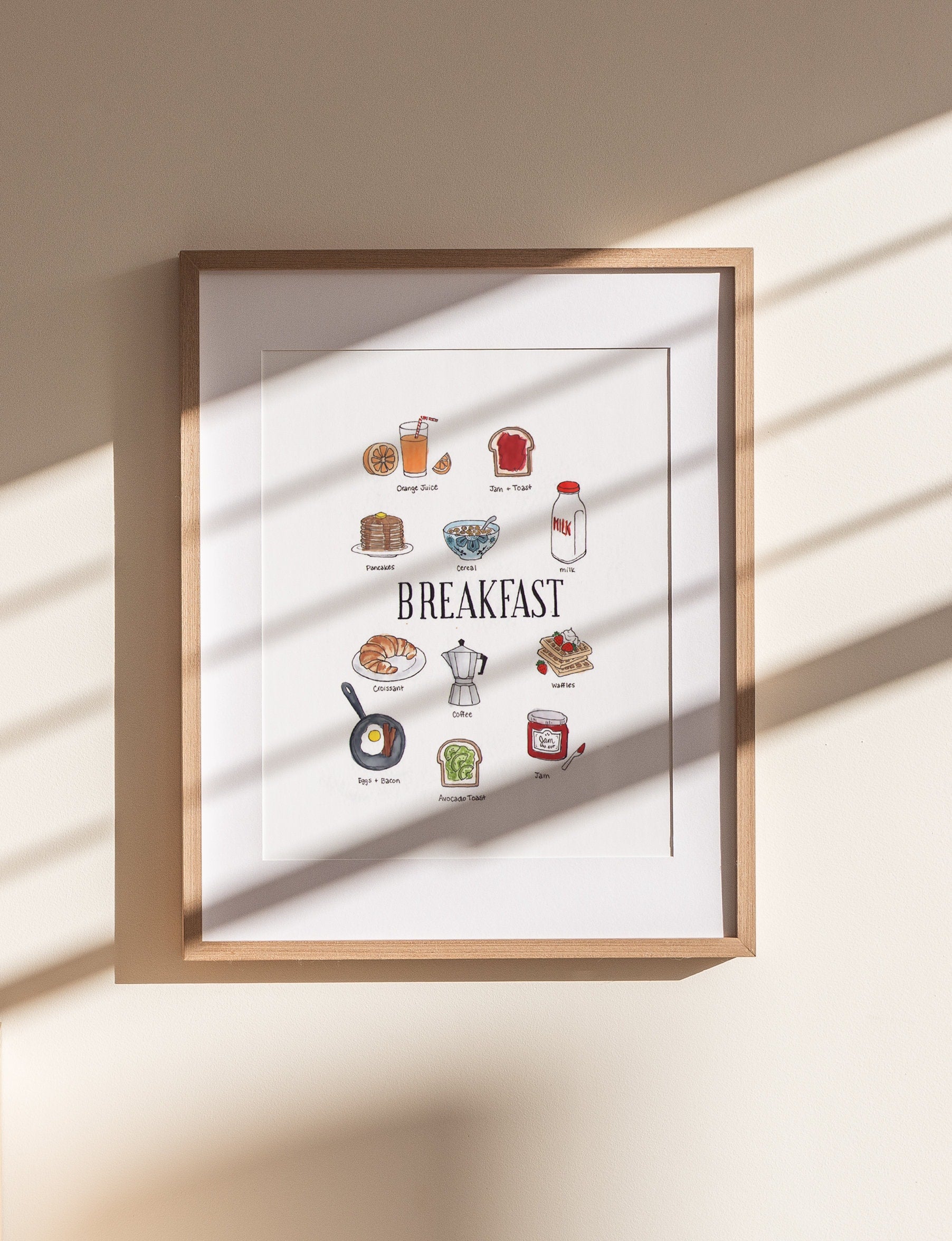 Breakfast Print | Watercolor Illustration Art Print | Food Art | Breakfast Painting | Kitchen Decor