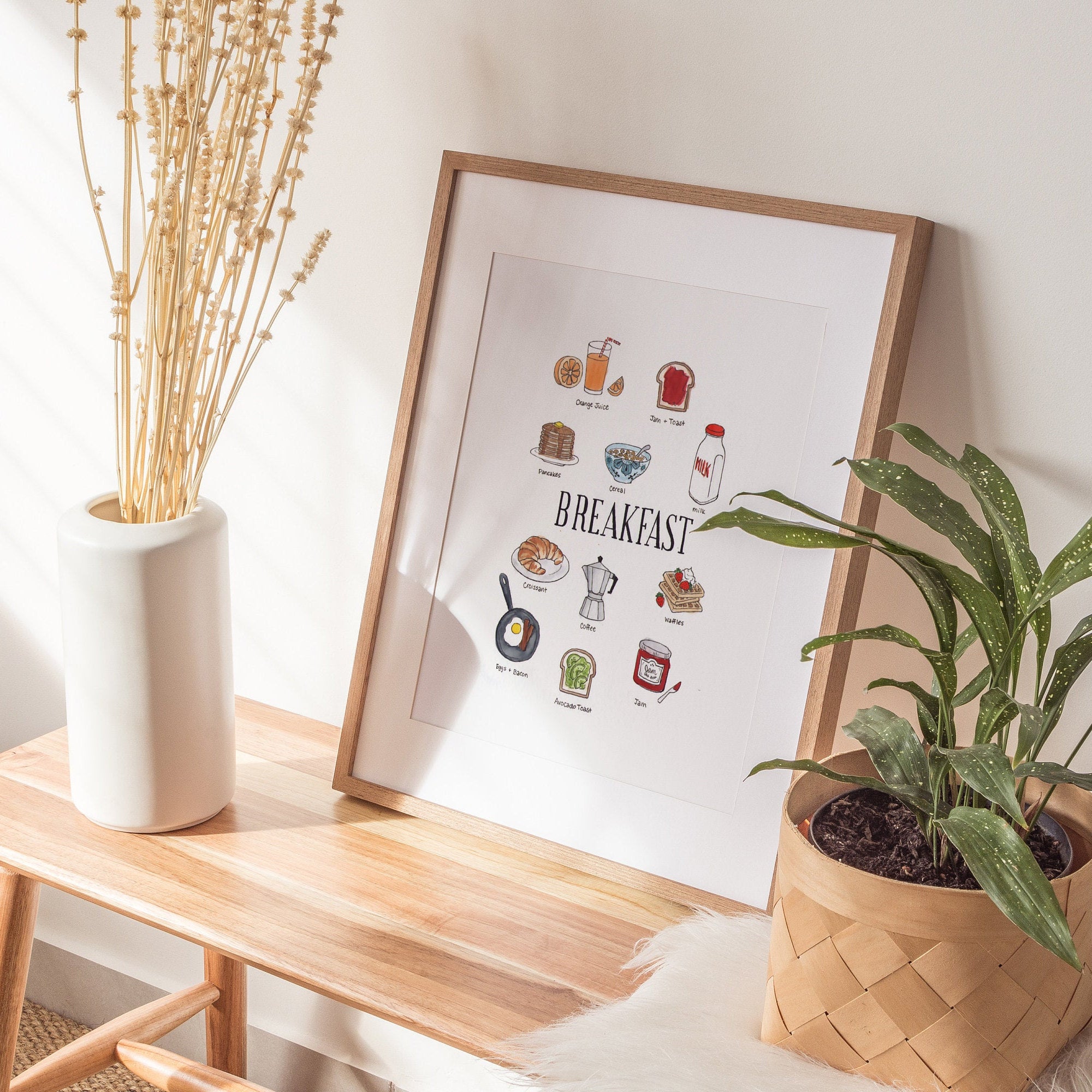 Breakfast Print | Watercolor Illustration Art Print | Food Art | Breakfast Painting | Kitchen Decor
