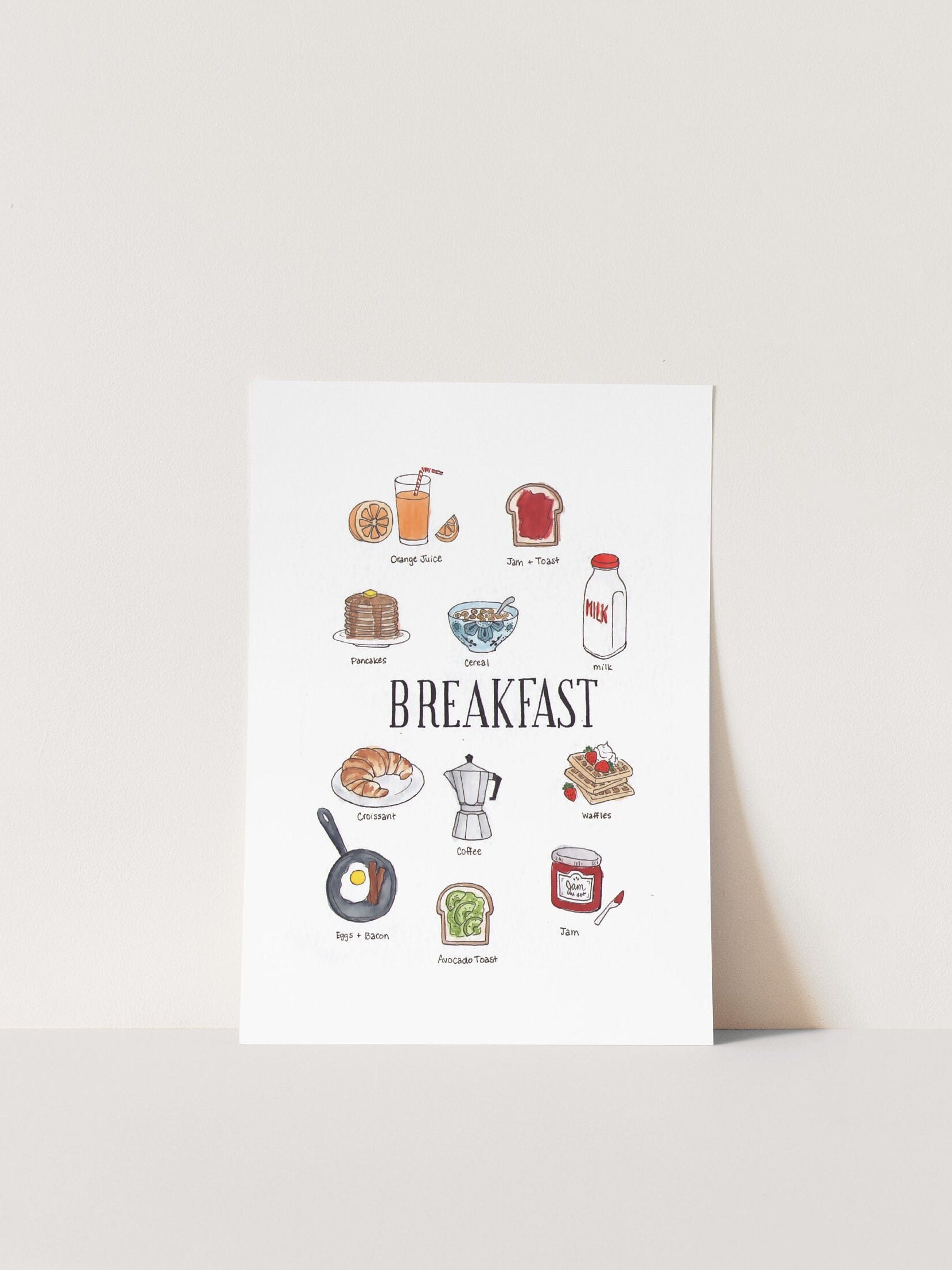 Breakfast Print | Watercolor Illustration Art Print | Food Art | Breakfast Painting | Kitchen Decor