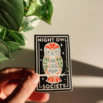 Night Owl Weatherproof, Durable Sticker | Waterproof | Cute Decal | Water Bottle Sticker | Phone decal