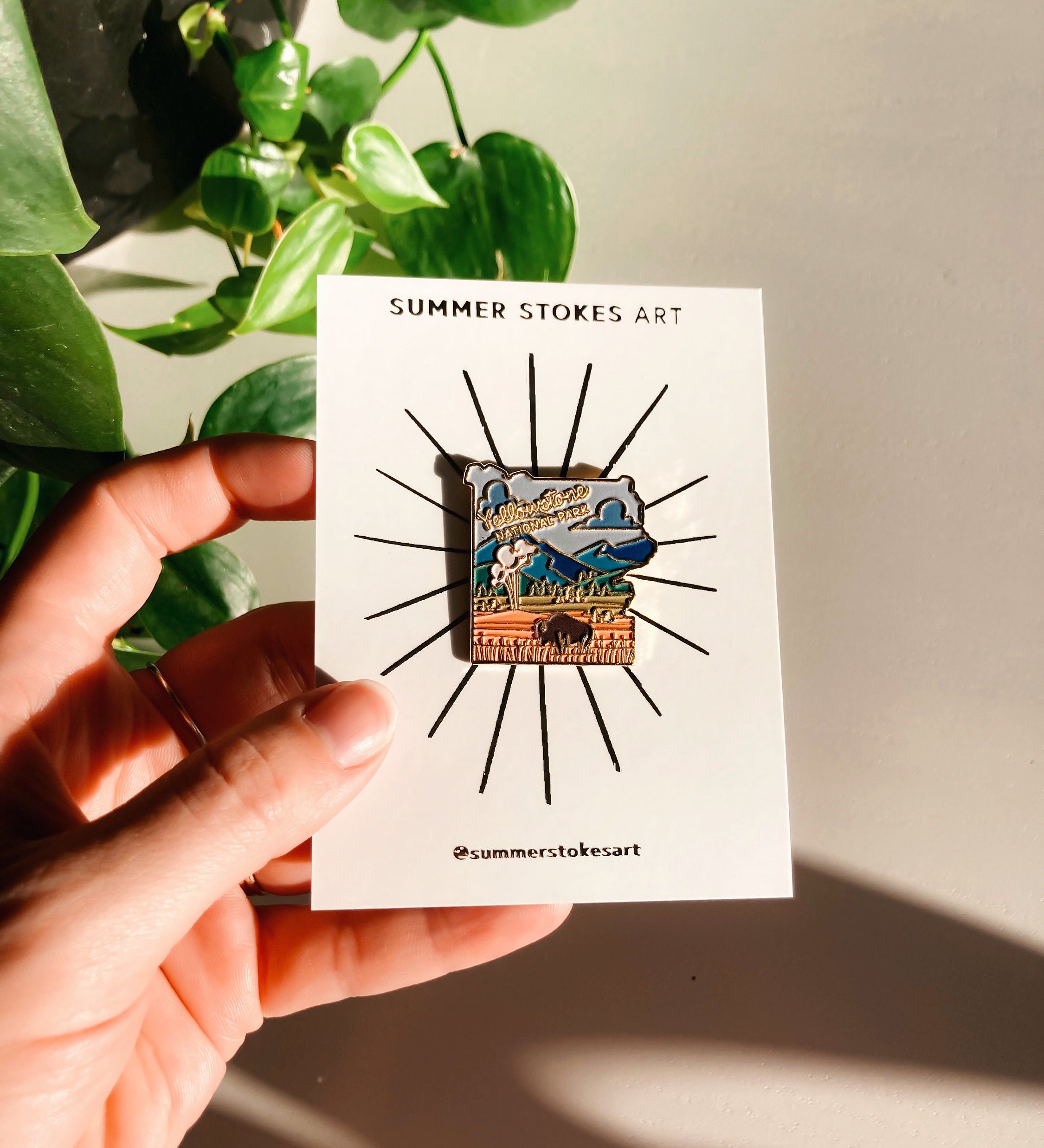 Yellowstone National Park Enamel Pin | Illustrated Pin | Butterfly Clasp | 1"