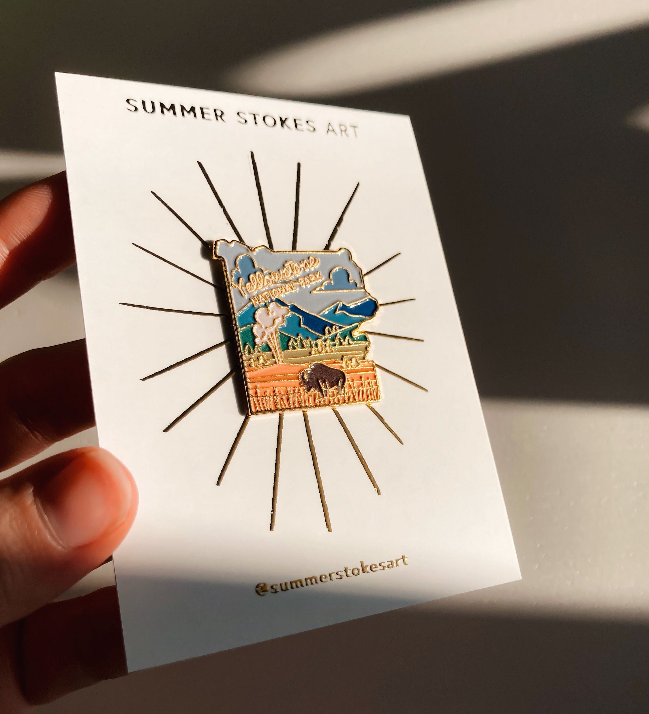 Yellowstone National Park Enamel Pin | Illustrated Pin | Butterfly Clasp | 1"