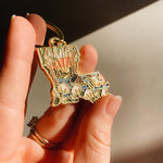 Gold Louisiana Soft Enamel Keychain 1.5" | Louisiana Outline Key Ring | Illustrated State Keychain