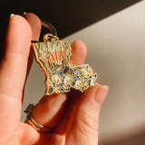 Gold Louisiana Soft Enamel Keychain 1.5" | Louisiana Outline Key Ring | Illustrated State Keychain