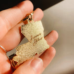Gold Louisiana Soft Enamel Keychain 1.5" | Louisiana Outline Key Ring | Illustrated State Keychain