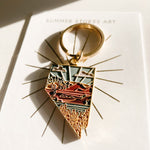 Gold Nevada Soft Enamel Keychain 1.5" | Nevada Outline Key Ring | Illustrated State Keychain