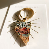 Gold Nevada Soft Enamel Keychain 1.5" | Nevada Outline Key Ring | Illustrated State Keychain