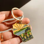 Gold Wisconsin Soft Enamel Keychain 1.5" | Wisconsin Outline Key Ring | Illustrated State Keychain