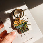 Gold Wisconsin Soft Enamel Keychain 1.5" | Wisconsin Outline Key Ring | Illustrated State Keychain