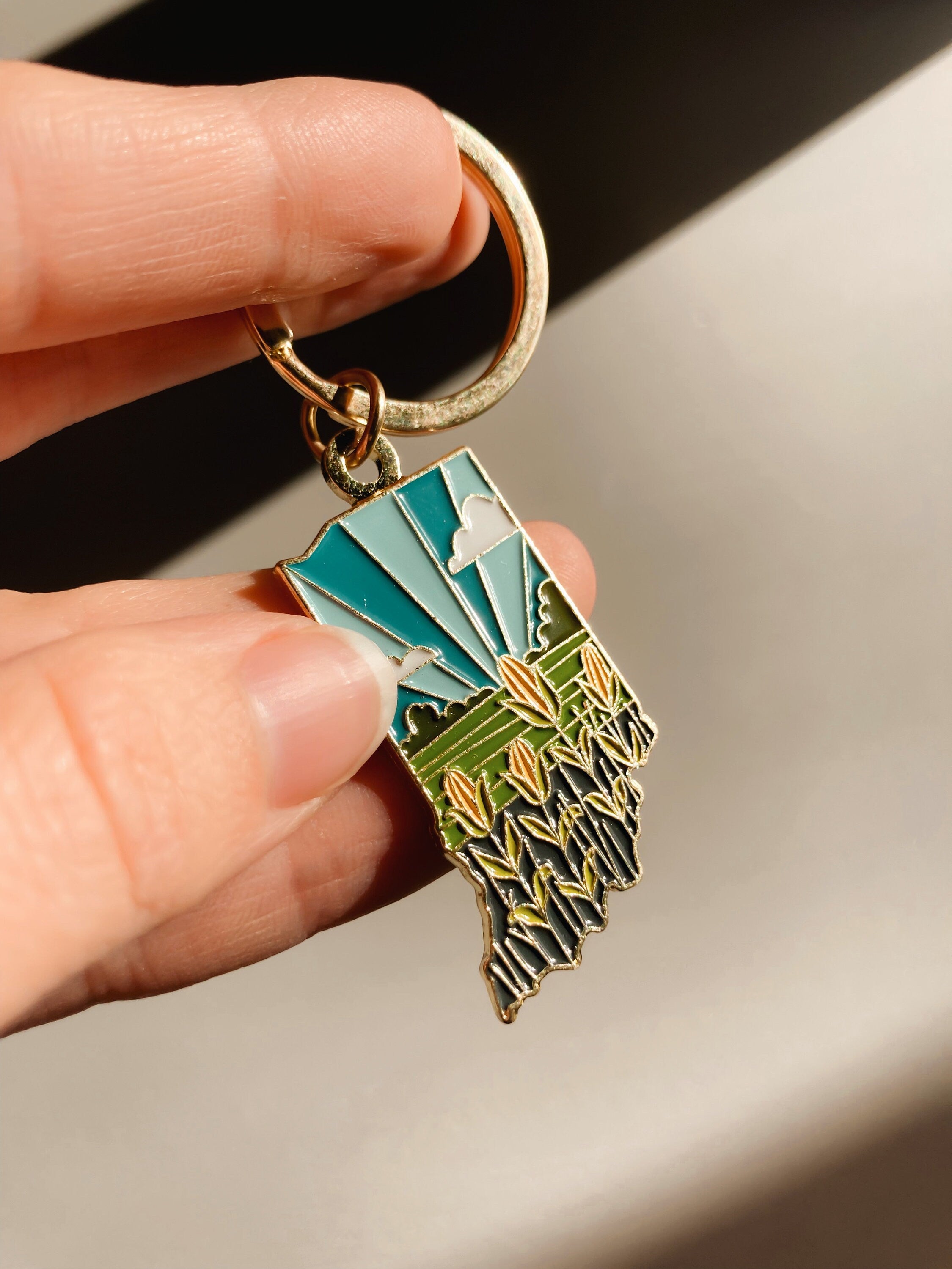 Indiana Soft Enamel Keychain | Indiana Outline Key Ring | Illustrated State Keychain 1.5"