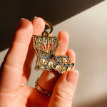 Gold Louisiana Soft Enamel Keychain 1.5" | Louisiana Outline Key Ring | Illustrated State Keychain