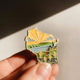 Wisconsin Enamel Pin | Gold Soft Enamel Pin | Illustrated United State Pin | Butterfly Clasp | 1.25"