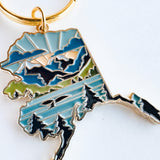 Alaska Soft Enamel Keychain | Alaska Outline Key Ring | Illustrated State Keychain 1.5"