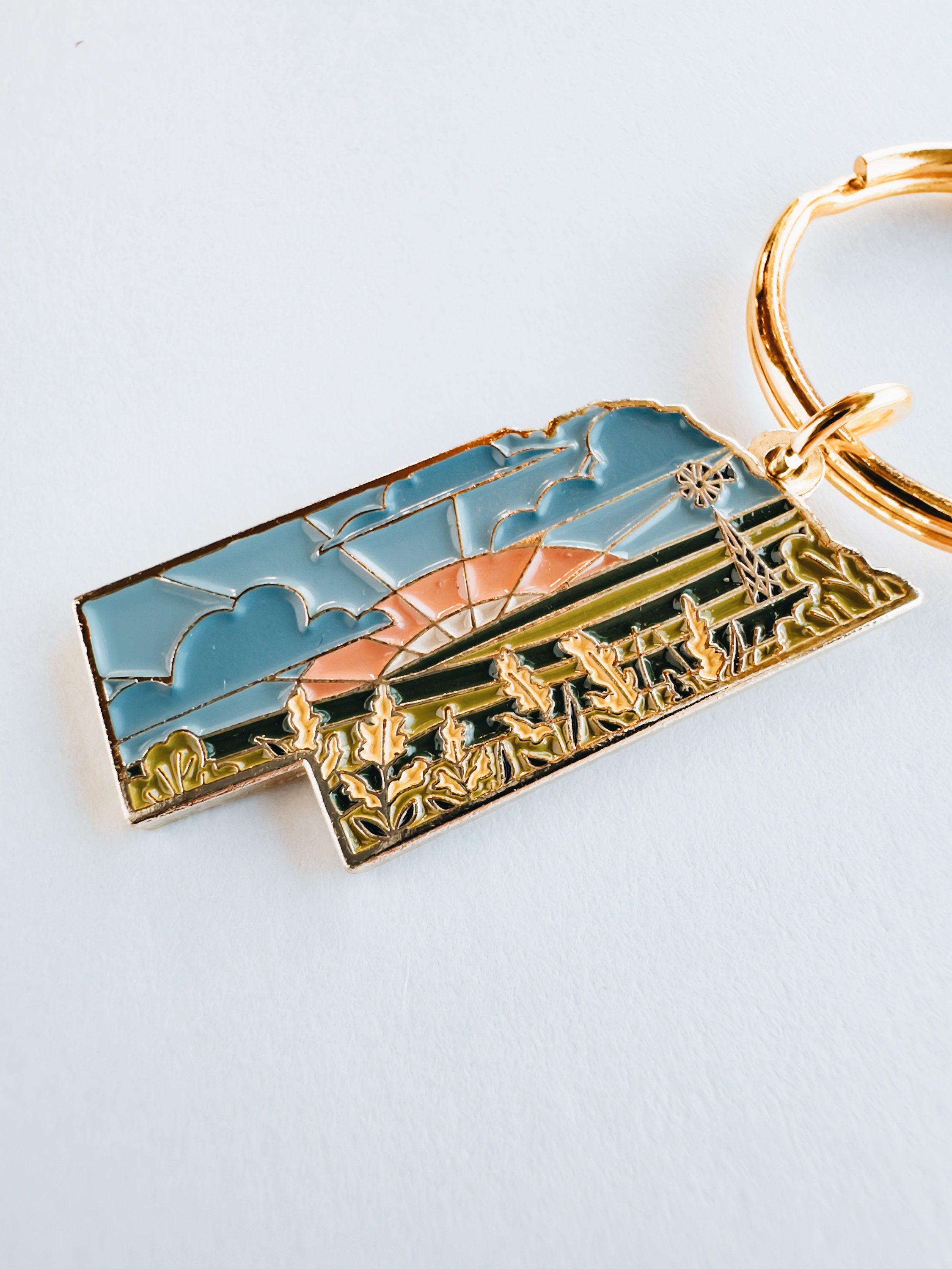 Nebraska Soft Enamel Keychain | Nebraska Outline Key Ring | Illustrated State Keychain 1.5"