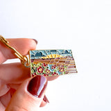 North Dakota Soft Enamel Keychain | North Dakota Outline Key Ring | Illustrated State Keychain 1.5"