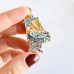 Rhode Island Soft Enamel Keychain | Rhode Island Outline Key Ring | Illustrated State Keychain 1.5"
