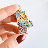 Rhode Island Soft Enamel Keychain | Rhode Island Outline Key Ring | Illustrated State Keychain 1.5"