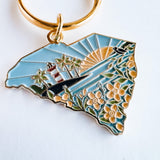 South Carolina Soft Enamel Keychain | South Carolina Outline Key Ring | Illustrated State Keychain 1.5"